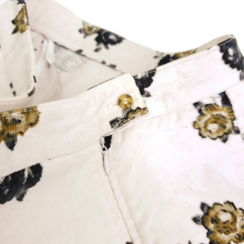 Free People High Waisted Corduroy floral skirt sz4 - Picture 3 of 6